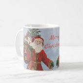 Oude kerstman met blaassneeuw koffiemok (Voorkant links)