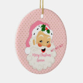  Oude Kerstman met fashioned - Roze goudwangstippe Keramisch Ornament (Rechts)