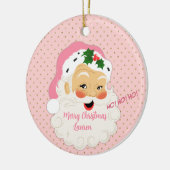  Oude Kerstman met fashioned - Roze goudwangstippe Keramisch Ornament (Links)
