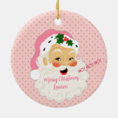  Oude Kerstman met fashioned - Roze goudwangstippe Keramisch Ornament (Achterkant)