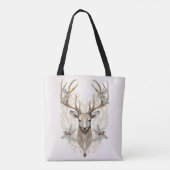 Oude Kerstman met herten en bessen Kerstmis Tote Bag (Achterkant)