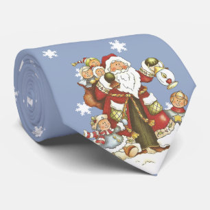 Oude Kerstman met Kinder landoppervlakken blauw Stropdas