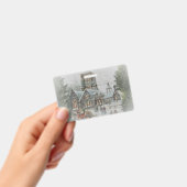 Oude kerstman met kinderen voor een kerk badge (Handheld)