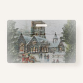 Oude kerstman met kinderen voor een kerk badge (Achterkant)