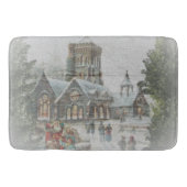 Oude kerstman met kinderen voor een kerk badmat (Voorkant)