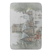 Oude kerstman met kinderen voor een kerk badmat (Voorkant Verticaal)