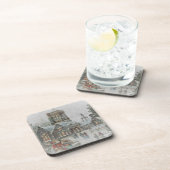 Oude kerstman met kinderen voor een kerk bier onderzetter (Rechterzijde)