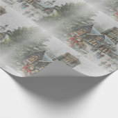 Oude kerstman met kinderen voor een kerk cadeaupapier (Hoek)