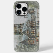 Oude kerstman met kinderen voor een kerk Case-Mate iPhone case (Achterkant)