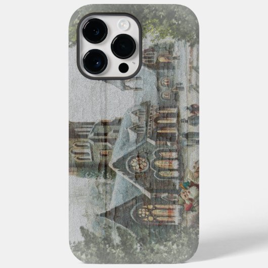 Oude kerstman met kinderen voor een kerk Case-Mate iPhone case (Achterkant)