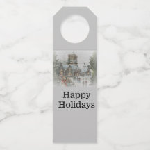 Oude kerstman met kinderen voor een kerk