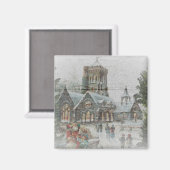 Oude kerstman met kinderen voor een kerk magneet (Voorkant / Achterkant)