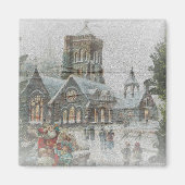 Oude kerstman met kinderen voor een kerk magneet (Voorkant)