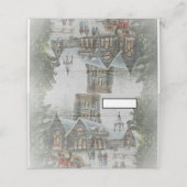 Oude kerstman met kinderen voor een kerk plaatskaartje (Buitenkant ongevouwen)