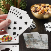 Oude Kerstman met kinderen voor een kerk Pokerkaarten (Insitu)