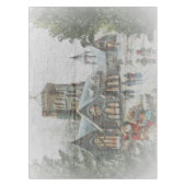Oude kerstman met kinderen voor een kerk tafelkleed (Voorkant)