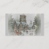 Oude kerstman met kinderen voor een kerk visitekaartje (Achterkant)