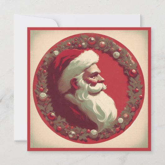 Oude Kerstman met krans Feestdagenkaart (Voorkant)