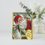  Oude Kerstman met speelgoed en rendieren Briefkaart (Staand voorkant)
