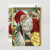  Oude Kerstman met speelgoed en rendieren Briefkaart (Voorkant / Achterkant)