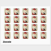 Oude Kerstman met verrekijker Vierkante Sticker (Vel)