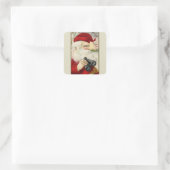 Oude Kerstman met verrekijker Vierkante Sticker (Tas)