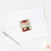 Oude Kerstman met verrekijker Vierkante Sticker (Envelop)