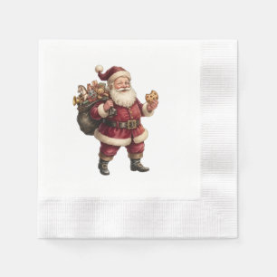 Oude Kerstman met zak speelgoed en lekkers Servet