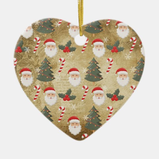 Oude Kerstman-patroon Keramisch Ornament (Voorkant)