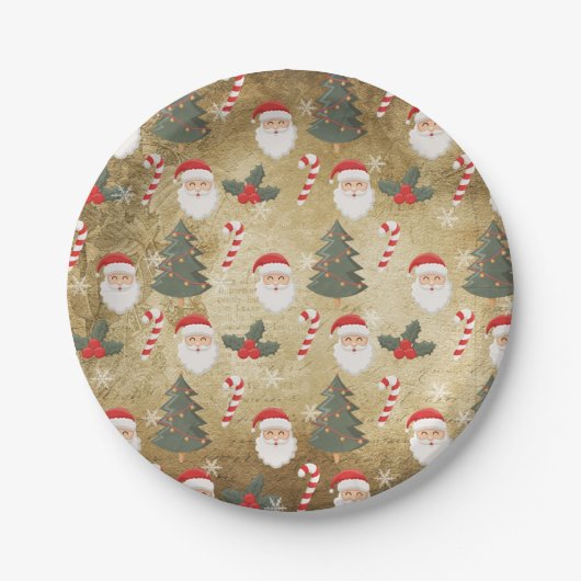 Oude Kerstman Patroon Papieren Bordje (Voorkant)