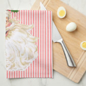 Oude Kerstman Rood & Wit Streep Theedoek (Quarter Fold)