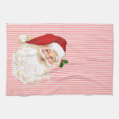 Oude Kerstman Rood & Wit Streep Theedoek (Horizontaal)