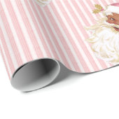 Oude Kerstman & Roze Streep Kerstmis Cadeaupapier (Rol Hoek)