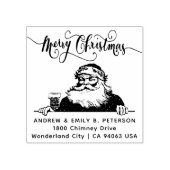 Oude Kerstman Schoorsteen Adres Typografie Rubberstempel (Afrduk)