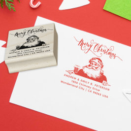 Oude Kerstman Schoorsteen Adres Typografie Rubberstempel