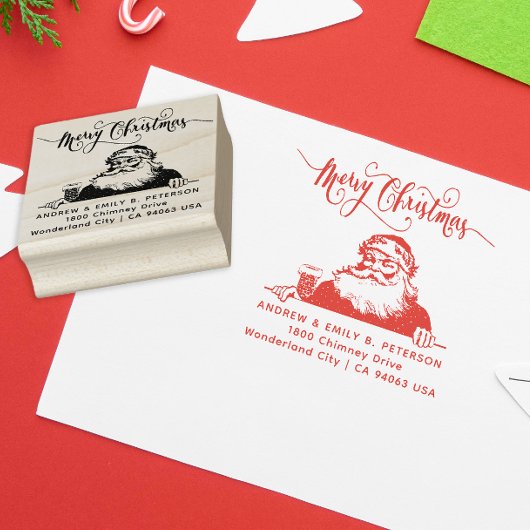 Oude Kerstman Schoorsteen Adres Typografie Rubberstempel