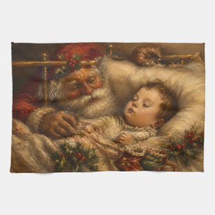 Oude-kerstman-slaapkamerschilderij op doek Kerstmi Theedoek