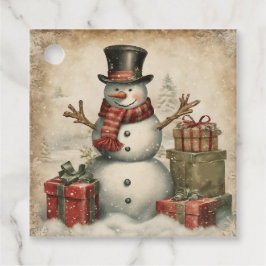 Oude Kerstman Sneeuwman Bedankjes Labels