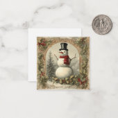 Oude Kerstman Sneeuwman Notitiekaartje (Voorkant / Achterkant in situ)