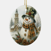 Oude Kerstman Sneeuwpop Keramisch Ornament (Rechts)