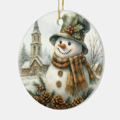 Oude Kerstman Sneeuwpop Keramisch Ornament (Links)