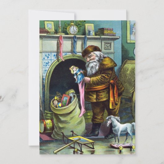 Oude Kerstman Speelgoed Kerstfeest Uitnodiging (Voorkant)
