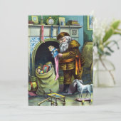 Oude Kerstman Speelgoed Kerstfeest Uitnodiging (Staand voorkant)
