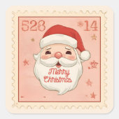 Oude Kerstman Stempel Kerstmis Vierkante Sticker (Voorkant)