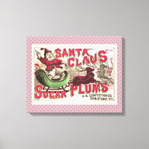 Oude Kerstman Suikerpruimen Reclame Oude Snoeprecl Canvas Afdruk