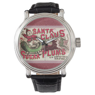 Oude Kerstman Suikerpruimen Reclame Oude Snoeprecl Horloge
