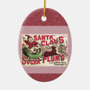 Oude Kerstman Suikerpruimen Reclame Oude Snoeprecl Keramisch Ornament
