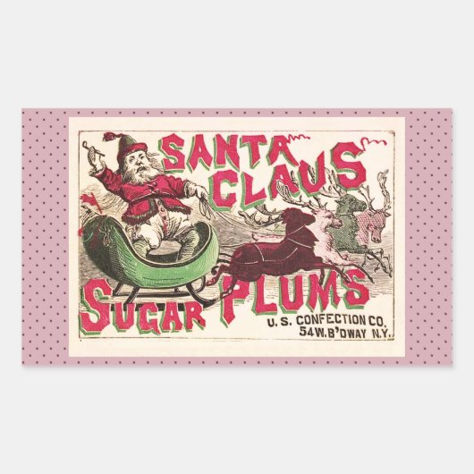 Oude Kerstman Suikerpruimen Reclame Oude Snoeprecl Rechthoekige Sticker (Voorkant)
