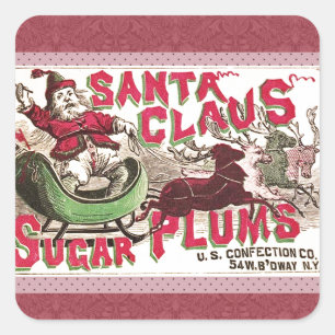 Oude Kerstman Suikerpruimen Reclame Oude Snoeprecl Vierkante Sticker
