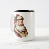 Oude Kerstman Tweekleurige Koffiemok (Voorkant links)